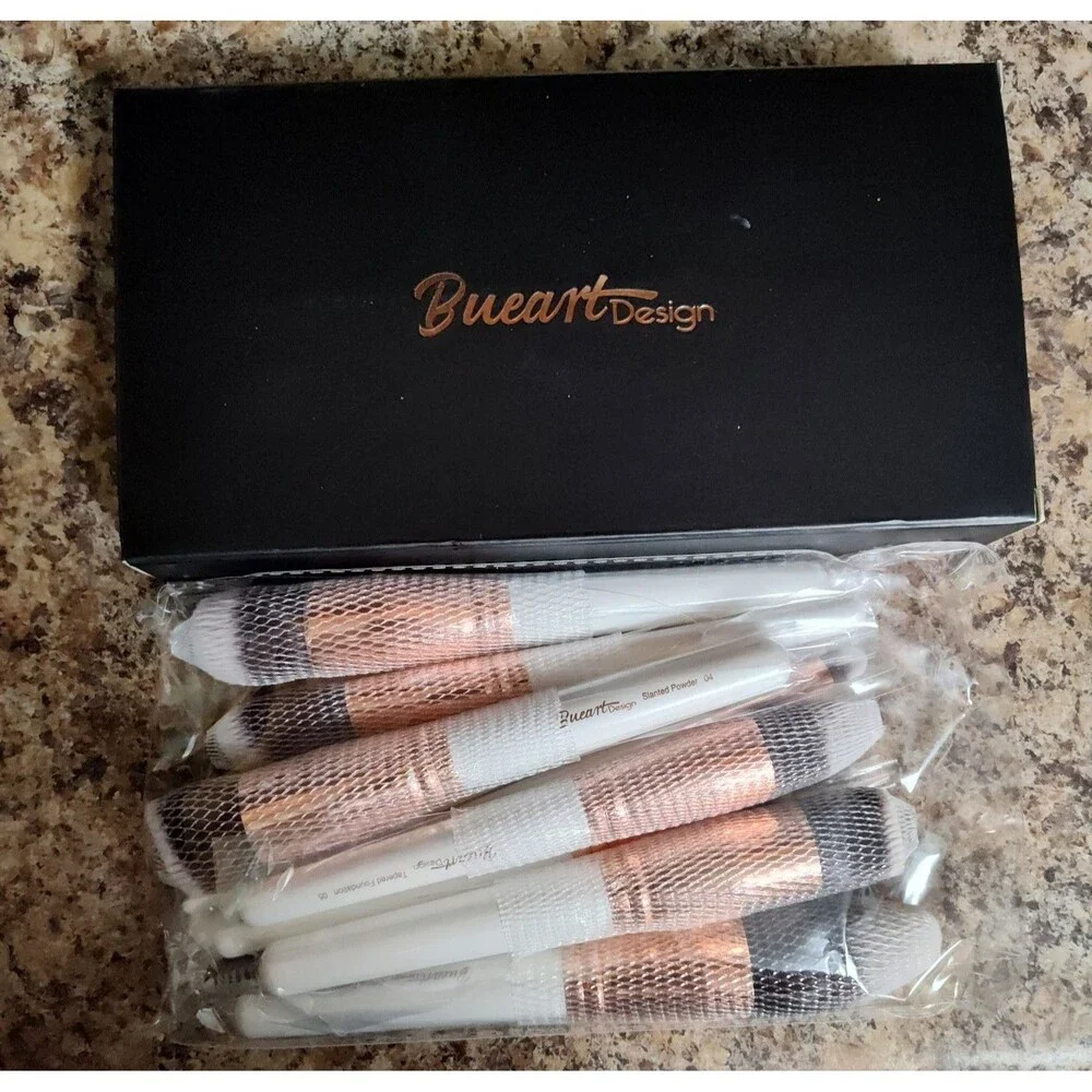 16Pcs Makeup Brush Set ULTRA SOFT White & Rose Gold Bueart Design New With Box!